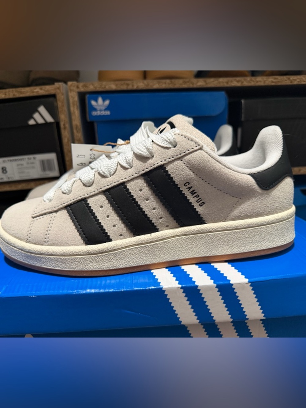 Adidas Campus Sneaker in Off-White and Black.